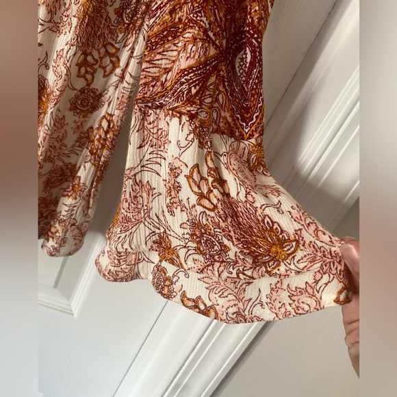 Free People Lady Luck Floral Boho Babydoll Blouse - sz M - Picture 4 of 10